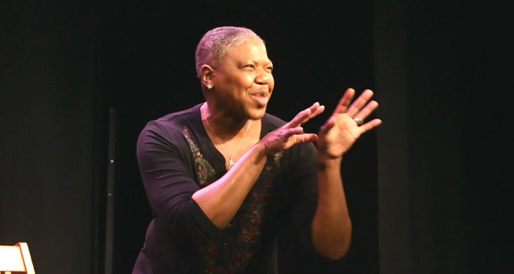 Michelle speaking during a coaching session
